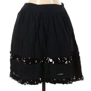 Ann Taylor LOFT Women's Black Cotton Sequin Pleated Flared A-Line Skirt, Sz 0